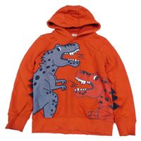 Červená mikina s dinosaury a kapucí C&A