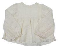 Smetanová krajková peplum tunika Zara