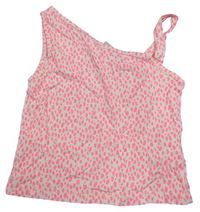 Smetanovo-kriklavoě ružový vzorovaný asymetrický crop top Matalan