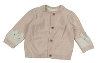 Pudrový propínací svetr s medvídky Mothercare