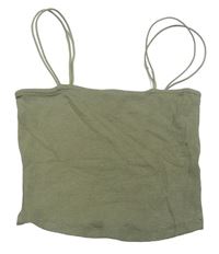 Khaki rebrovaný crop top New Look