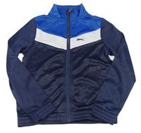 Tmavomodro-bielo-cobaltovoě modrá prepínaci športová mikina s logom Slazenger