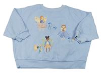 Svetlomodrá oversize mikina s vílami a kvetmi zn. Next