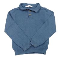 Modrý vzorovaný melírovaný sveter s golierikom Peacocks