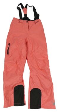 Lososovo-černé šusťákové funkční zimní oteplovačky s odepínacími kšandami crivit