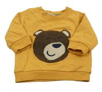 Horčicová mikina s medvedíkom Ergee