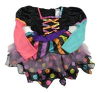 Kockovaným - čierno-farebné saténové šaty s pruhmi a bodkami amscan