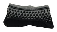 Šedo-černá vzorovaná melírovaná pletená čelenka 