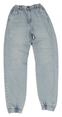 Světlemodré plísňové cuff high waist rifle s prošoupáním Page one young