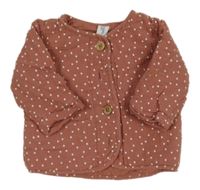 Kakaový puntíkatý mušelínový zateplený kabátek Topomini