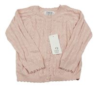 Nové - svetloružový perforovaný prepínaci sveter F&F