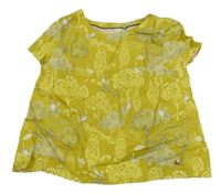 Olivová crop blúzka so stromčekmi  a pávy M&S