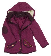 Vínová prešívaná šusťákovo/vlněná zateplená bunda s kapucňou George