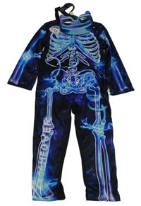 Nové - Kostým - 2Set - Černý overal s kostmi + škraboška F&F