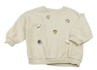 Smotanová oversize mikina s flitrami Next