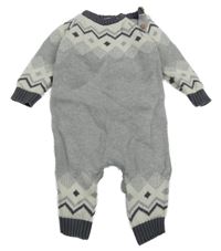 Šedo-bílo-tmavošedý melírovaný pletený overal se vzorem Next