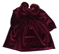 Tmavovínové zamatové šaty s golierikom PRIMARK