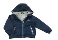 Tmavomodrá šušťáková jarná bunda s parníčkem a kapucňou C&A