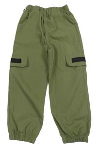 Khaki cargo cuff šušťákové nohavice SHEIN