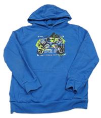 Modrá mikina s ovladačem a vreckom a kapucňou George