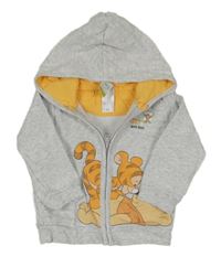 Svetlosivá melírovaná prepínaci mikina s Pú a Tygrříkem a kapucňou C&A