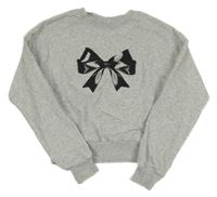 Svetlosivá melírovaná crop mikina s mašlou H&M