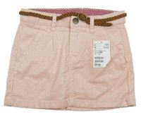 Nové - svetloružová -strieborná melírovaná chino menšestrová sukňa s opaskom H&M