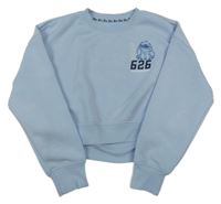 Svetlomodrá oversize crop mikina so Stitchem PRIMARK