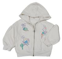 Bílá propínací oversize mikina se zajíčky a kapucí M&S