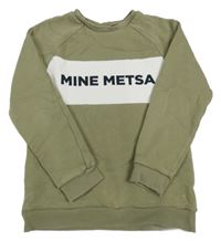 Khaki- biela mikina s nápisom