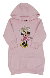 Světlerůžové teplákové šaty s Minnie a kapucí Disney
