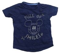 Tmavomodré tričko s nápismi a Mickey mousem zn. George