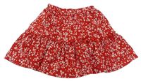 Červená kvetovaná ľahká sukňa Shein