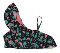 Čierna plavková lambáda s palmami a plameňáky H&M