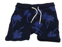 Tmavomodré teplákové kraťasy s palmami H&M