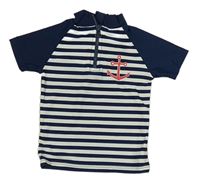 Tmavomodro-bílé pruhované UV tričko s kotvou PlayShoes