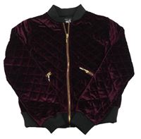 Vínová prešívaná zamatová podšitá bunda New Look