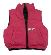 Malinová šušťáková zateplená obojstranná crop vesta s logom DKNY