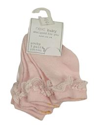 Nové - 3x růžové ponočky s krajkovým volánem Next