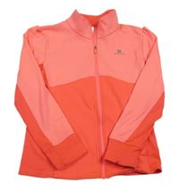 Neonově růžovo-korálová sportovní propínací funkční mikina Domyos