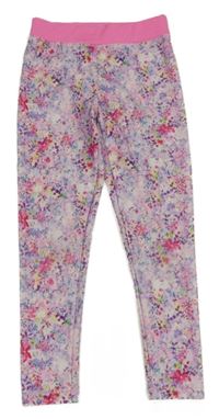 Lila-růžové květované sportovní legíny Matalan