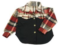 Čierno-kockovaná košeľová bunda