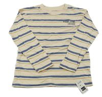 Nové - Béžovo-modro-hnědé pruhované triko s nápisem Dunnes