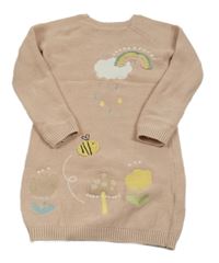 Pudrové svetrové šaty s dúhou a kvetinami George