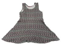 Čierno-bielo-fuchsiové vzorované bavlnené šaty Yd.