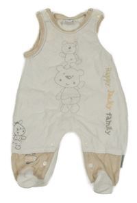 Bílo-béžové sametové dupačky s medveďmi