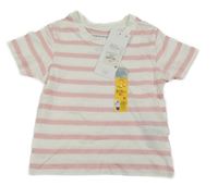 Nové - Bielo-ružové pruhované tričko Primark