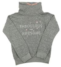 Šedá melírovaná mikina s nápisem a komínovým límcem Y.F.K.