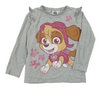 Sivé melírované tričko so Skye a volánikmi Nickelodeon