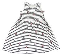 Bielo-čierne pruhované bavlnené šaty so srdiečkami H&M